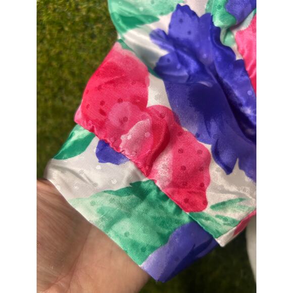 Vintage Work Habits Floral Print Puff Sleeve‎ Sweater Pullover Crewneck Size L - Picture 6 of 8